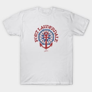 Fort Lauderdale, Florida, Anchor on Windrose T-Shirt